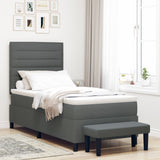 Boxspringbed met matras & bank Donkergrijs 90x190 cm Stof