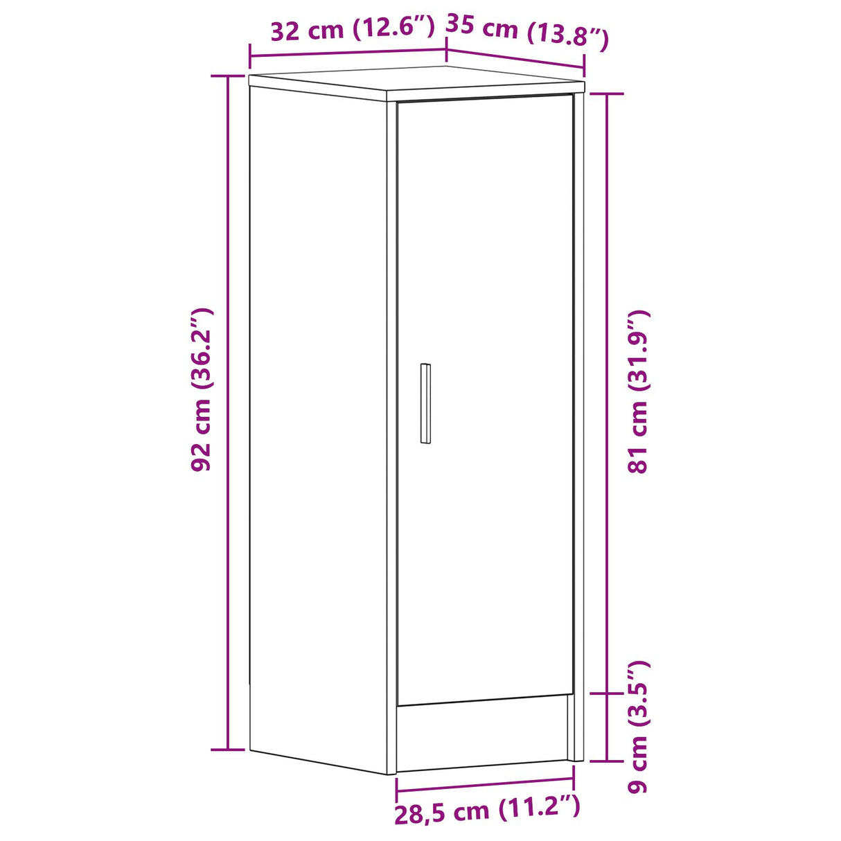 Schoenenkast Zwart Eiken 32x35x92 cm Bewerkt Hout