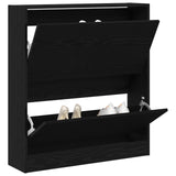 Schoenenkast met Flip Lade Zwart Eiken 80x21x87,5 cm