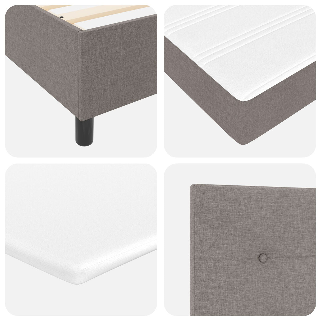 Boxspring Bed met Matras Taupe Eenpersoons Stof