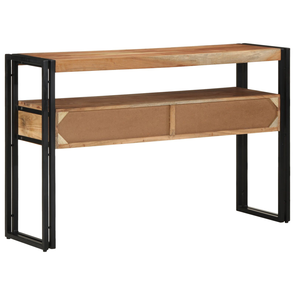 Bijzettafels Zwart 120x33x75 cm Massief acaciahout en metaal