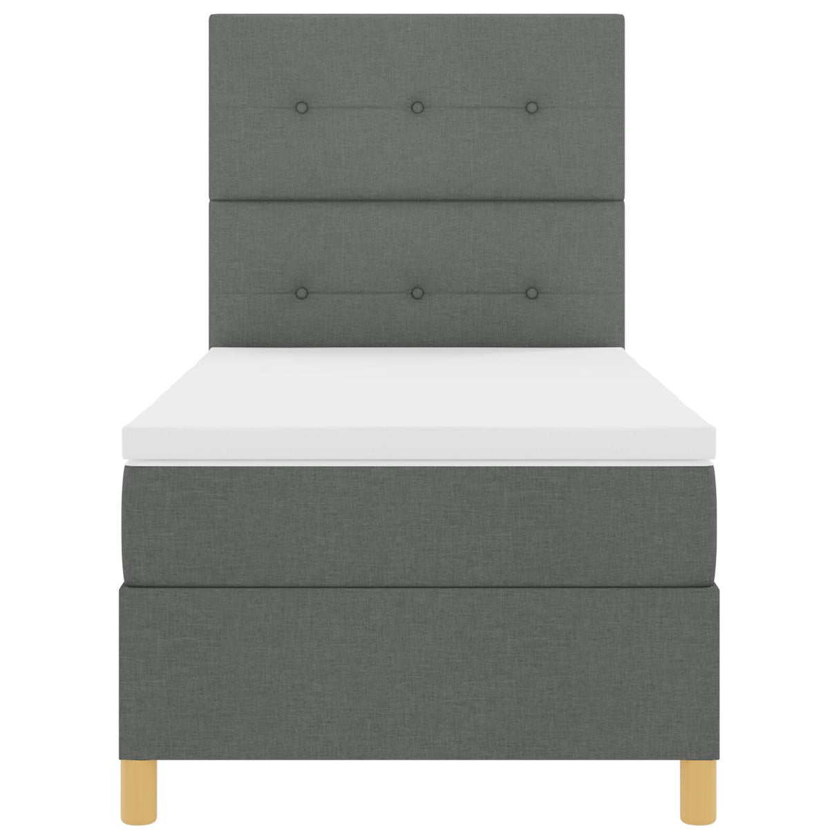 Boxspring Bed met Matras Donkergrijs Eenpersoons Stof