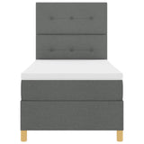 Boxspring Bed met Matras Donkergrijs Eenpersoons Stof