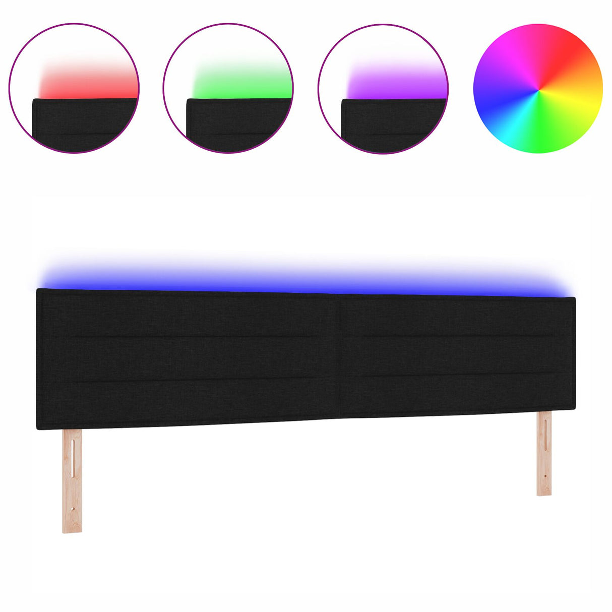 LED Hoofdeinde Lijnen Ontwerp Zwart 200 cm Stof