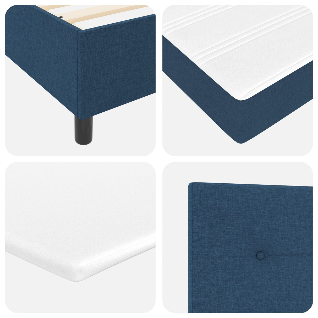 Boxspring Bed met Matras Blauw Eenpersoons Stof