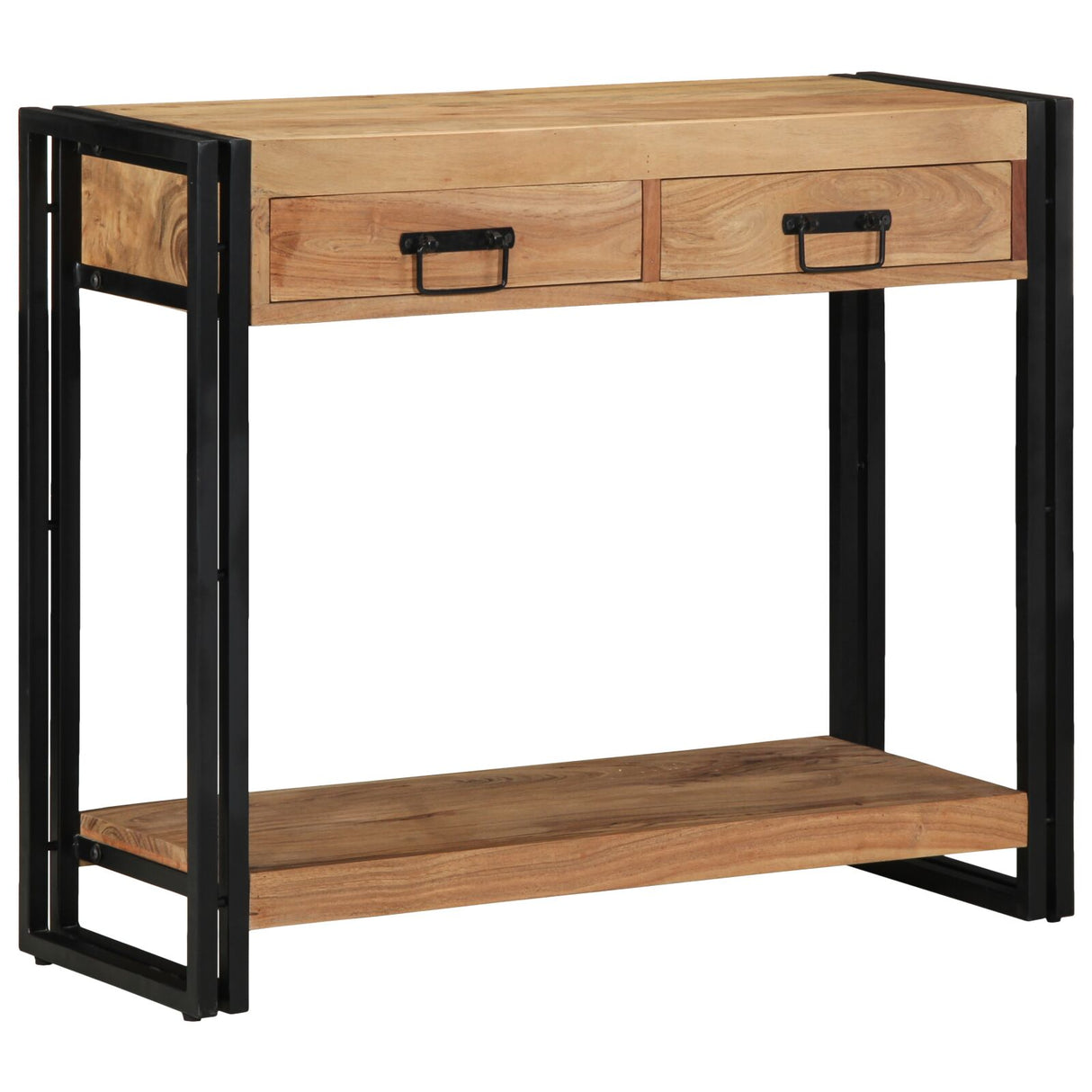 Consoletafel Zwart 90x33x75 cm Massief Acaciahout en Metaal