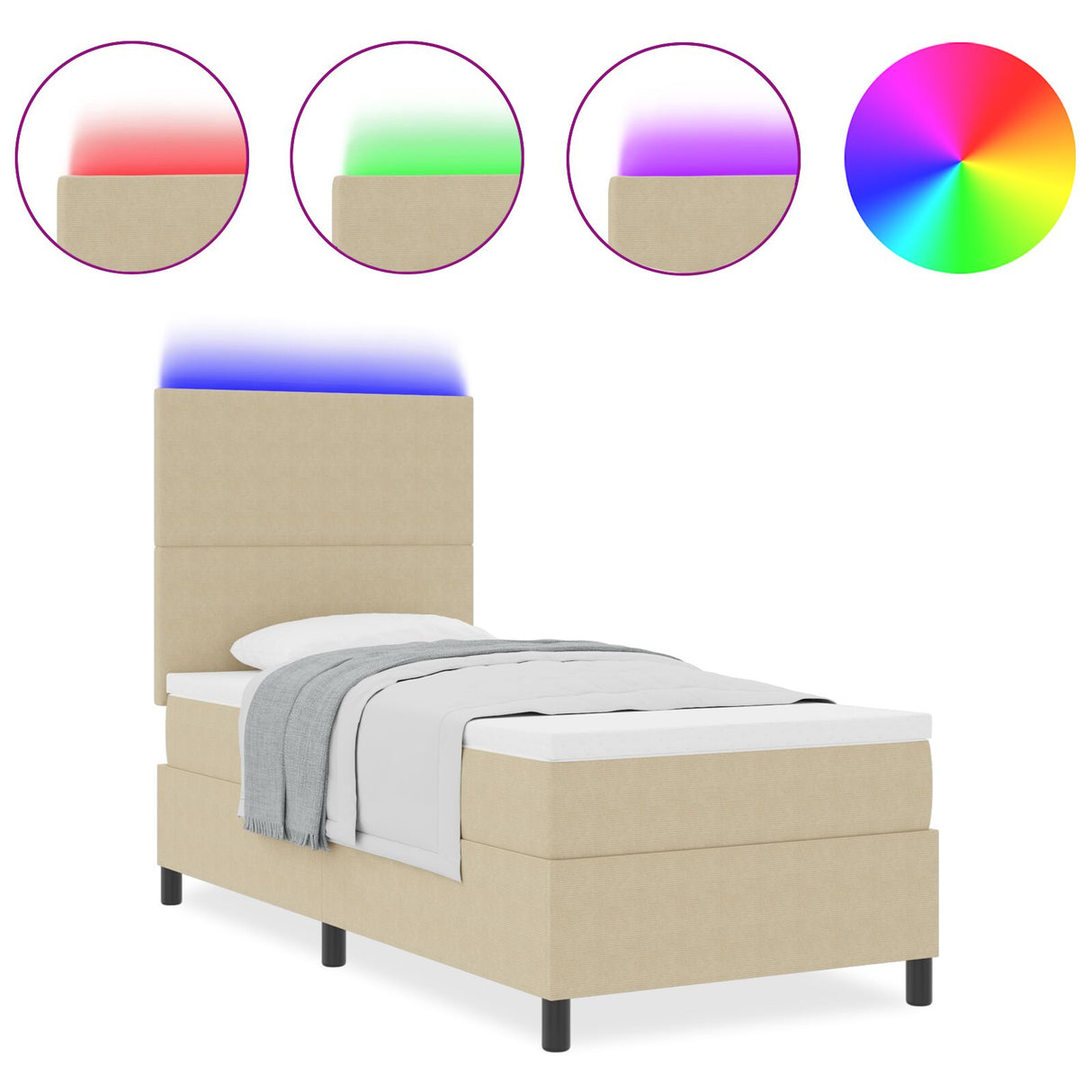 boxspringbed met matras & LED licht Groen Grijs 80x200 cm Corduroy stof