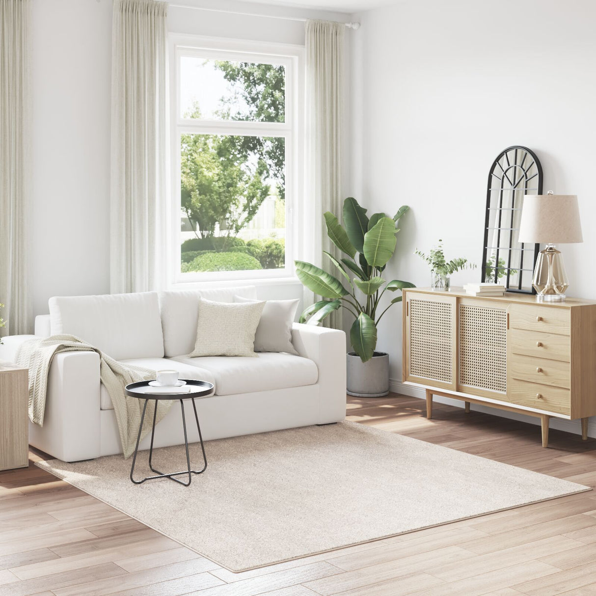 Shaggy Tapijt met Latex Achterkant Crème 200x200 cm