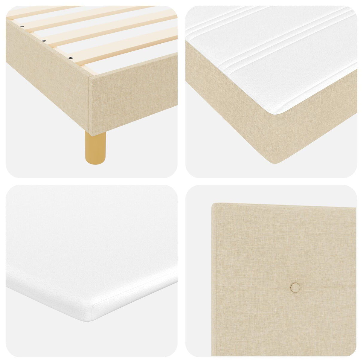 Boxspring Bed met Matras Crème 80x200 cm Stof