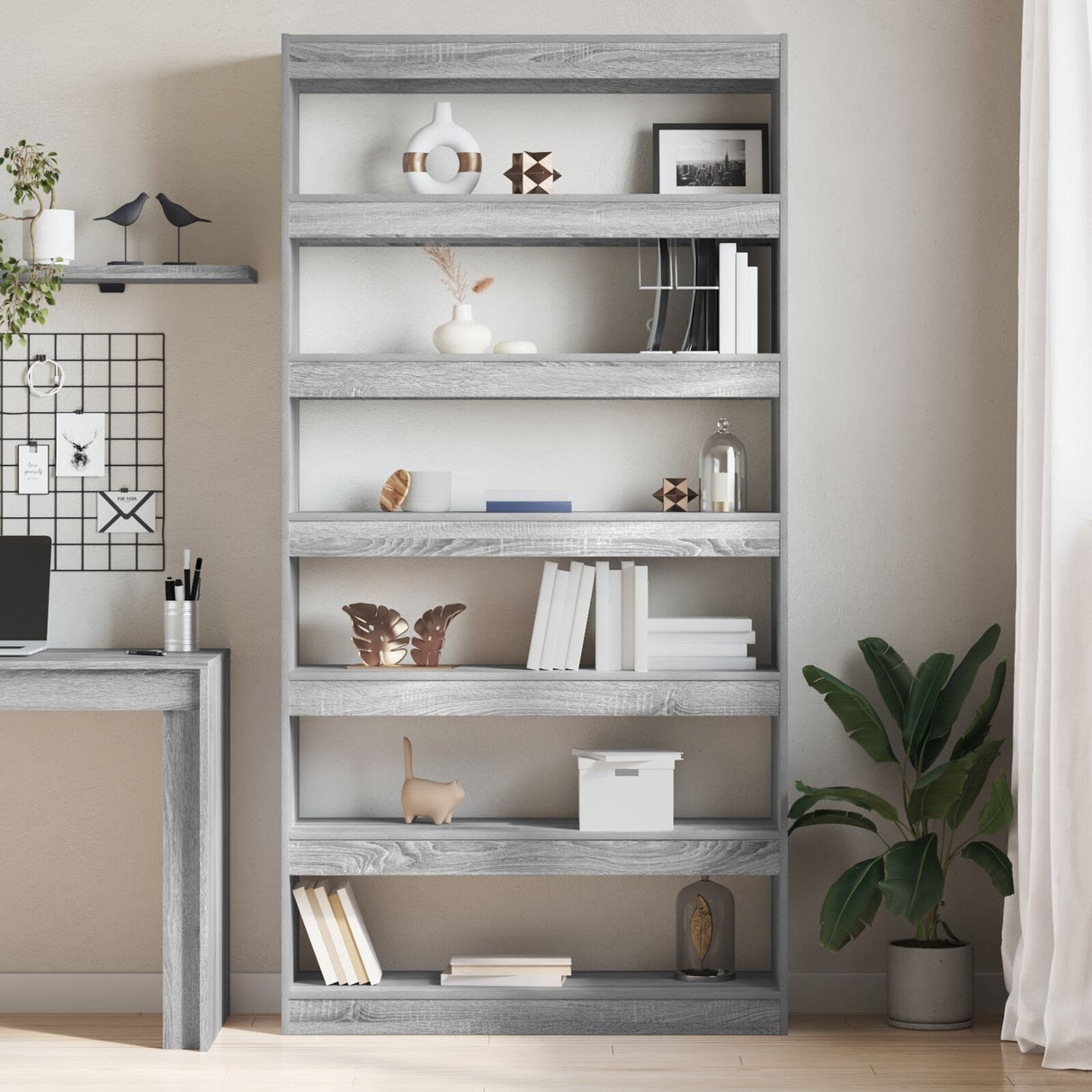 Boekenkast/Kamerdivider Zwart Eiken 100x30x198 cm Gemaakt van engineered hout
