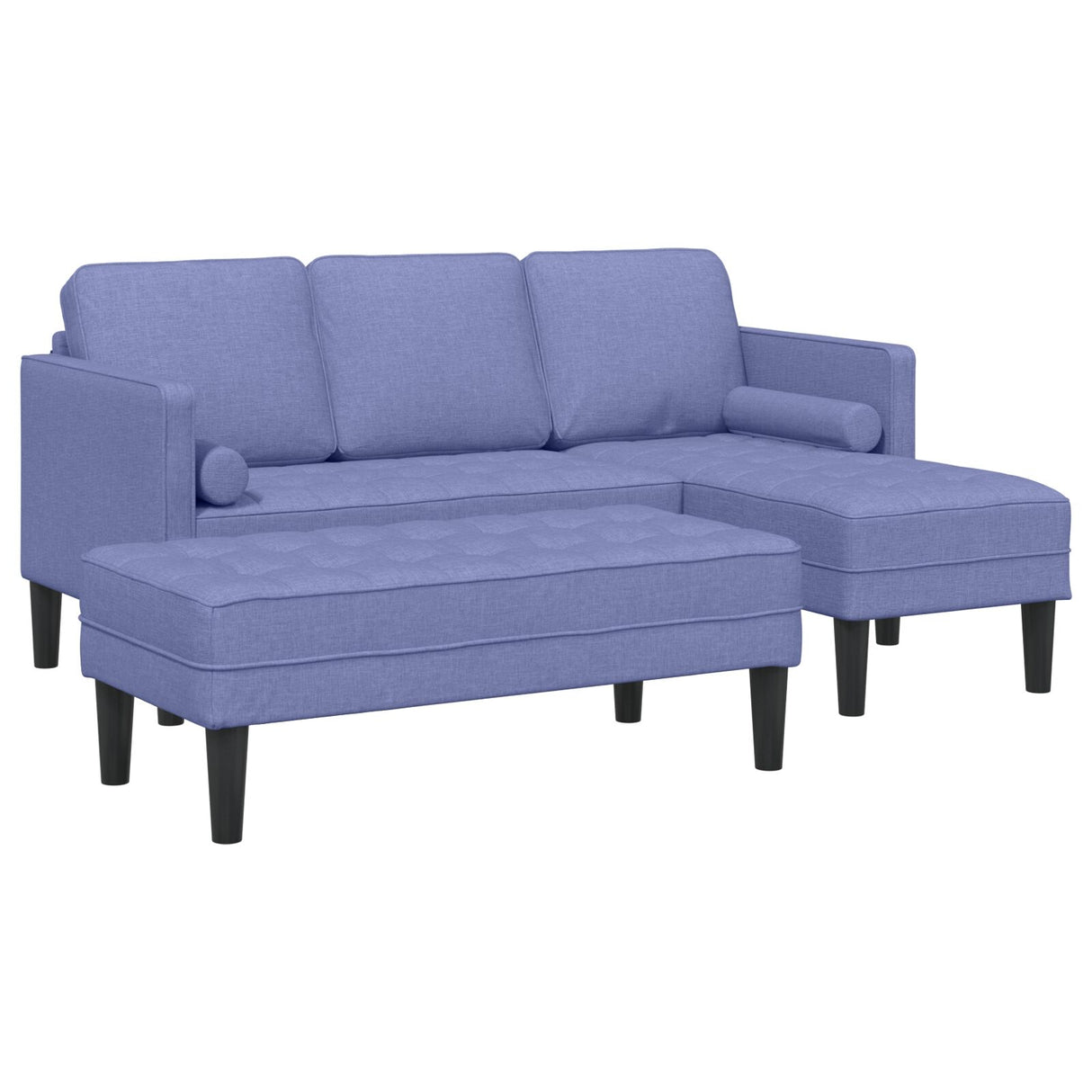 2-delig bankstel met kussens jeans blauw stof