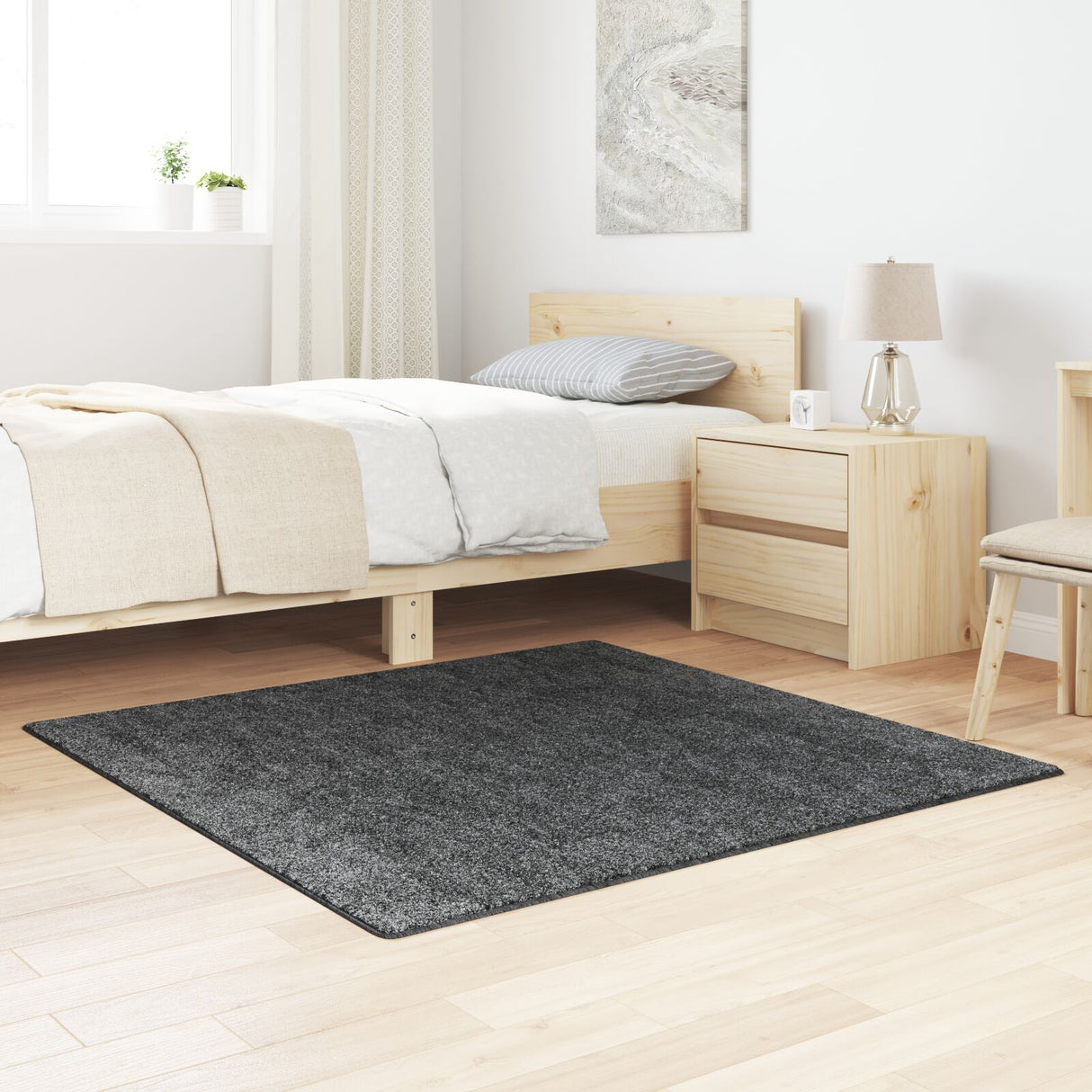 Shaggy Tapijt met Latex Achterkant Donkergrijs 120x120 cm