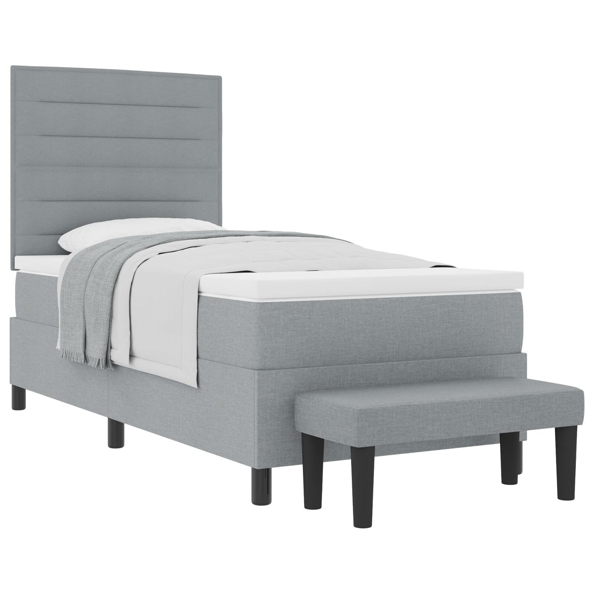 Boxspringbed met Matras & Bank Lichtgrijs 80x200 cm Stof