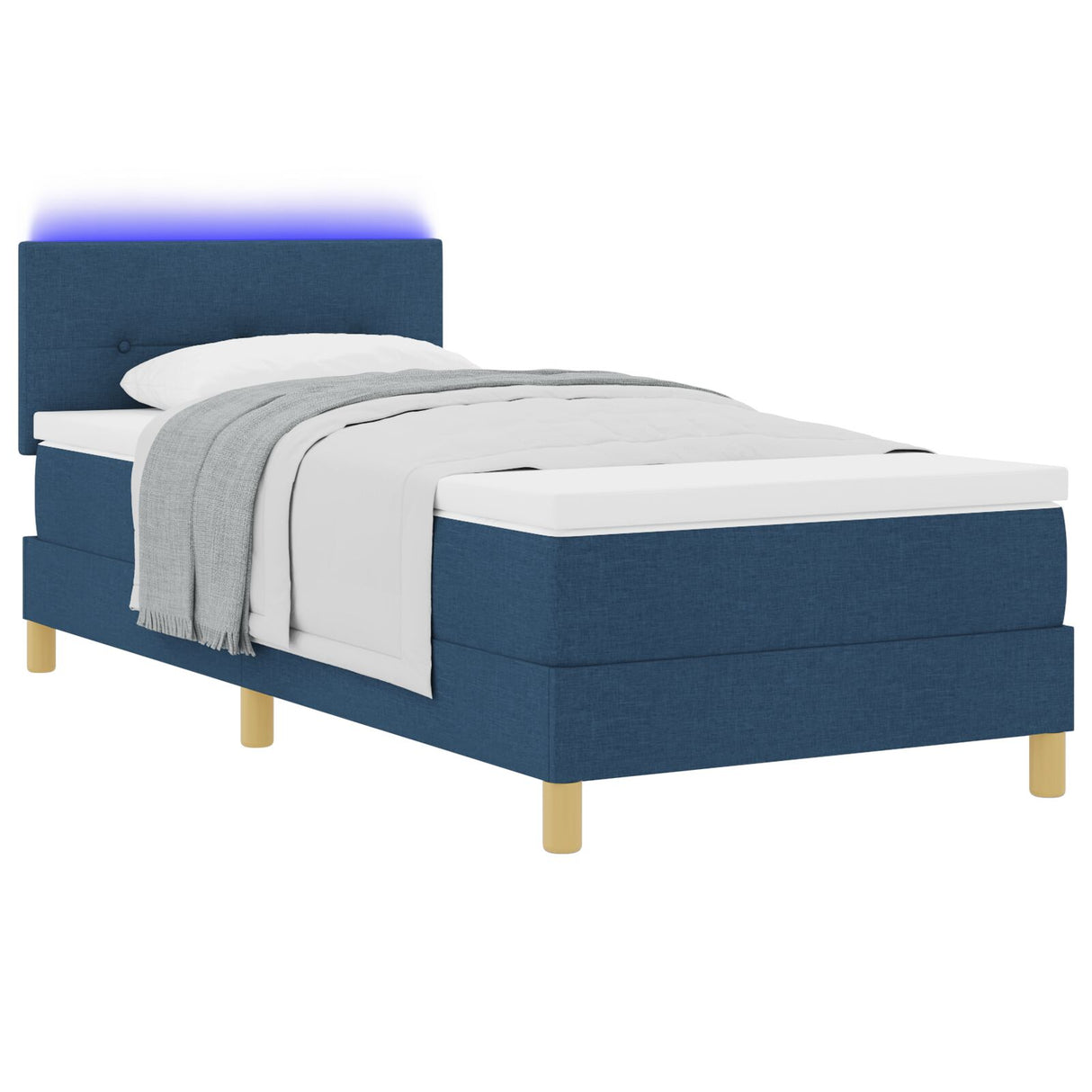 Boxspring Bed met Matras & LED Blauwe 90x190 cm Stof