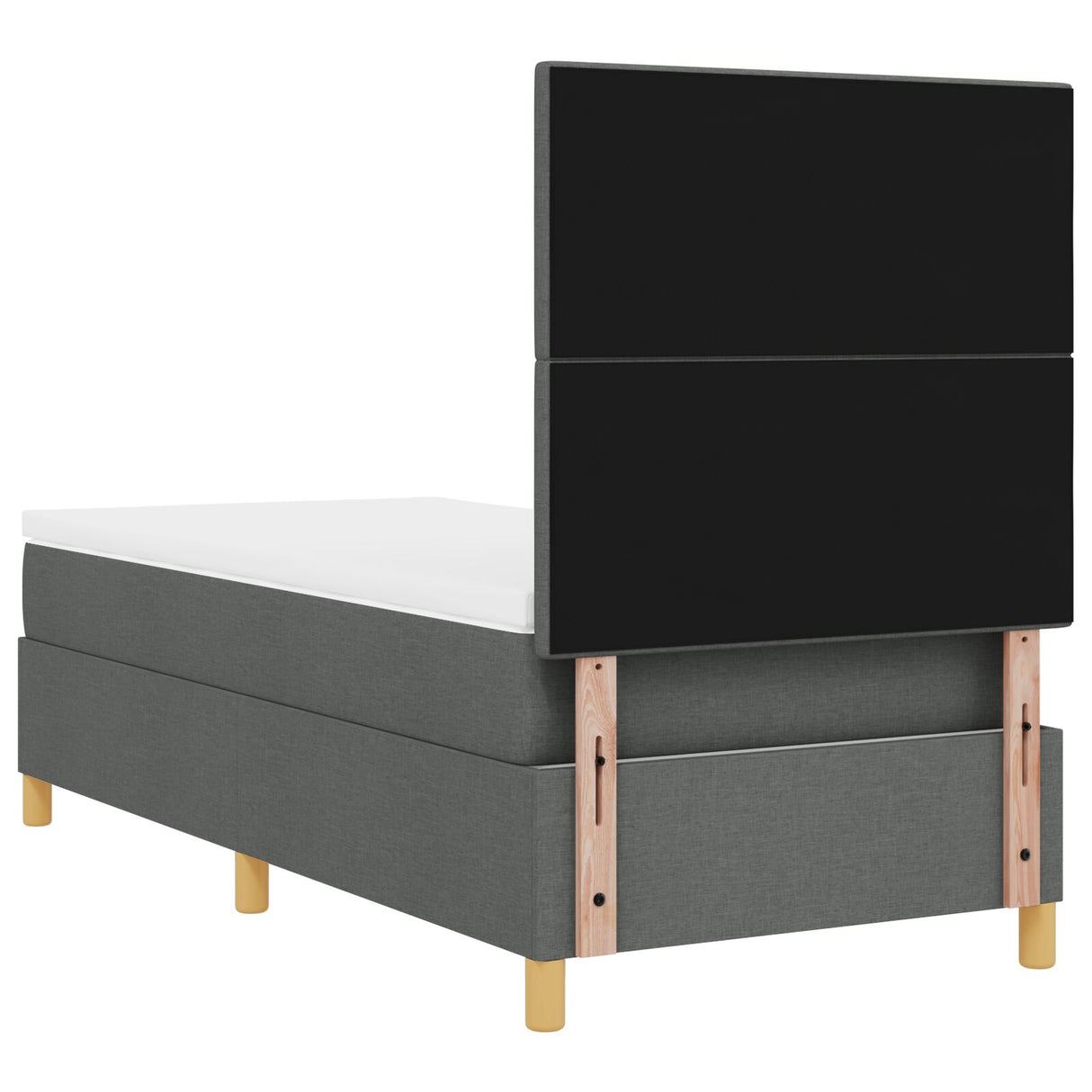 Boxspring Bed met Matras Donkergrijs Eenpersoons Stof