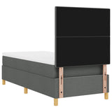 Boxspring Bed met Matras Donkergrijs Eenpersoons Stof