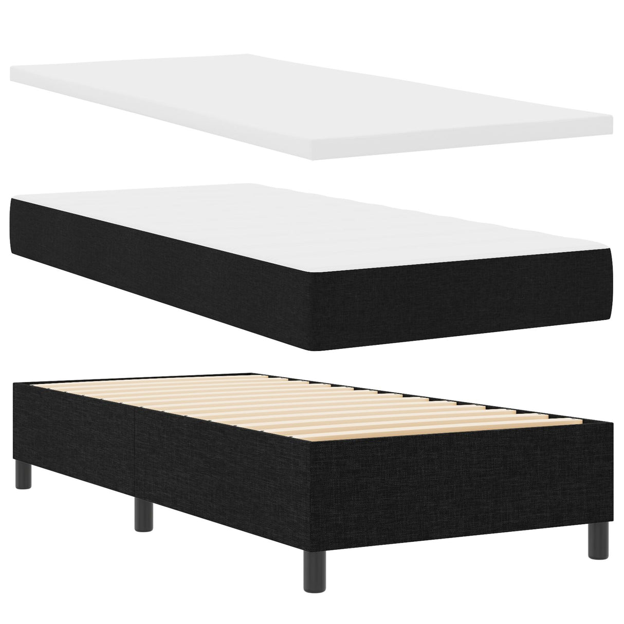 Boxspringbed met Matras Zwart 80x200 cm Stof