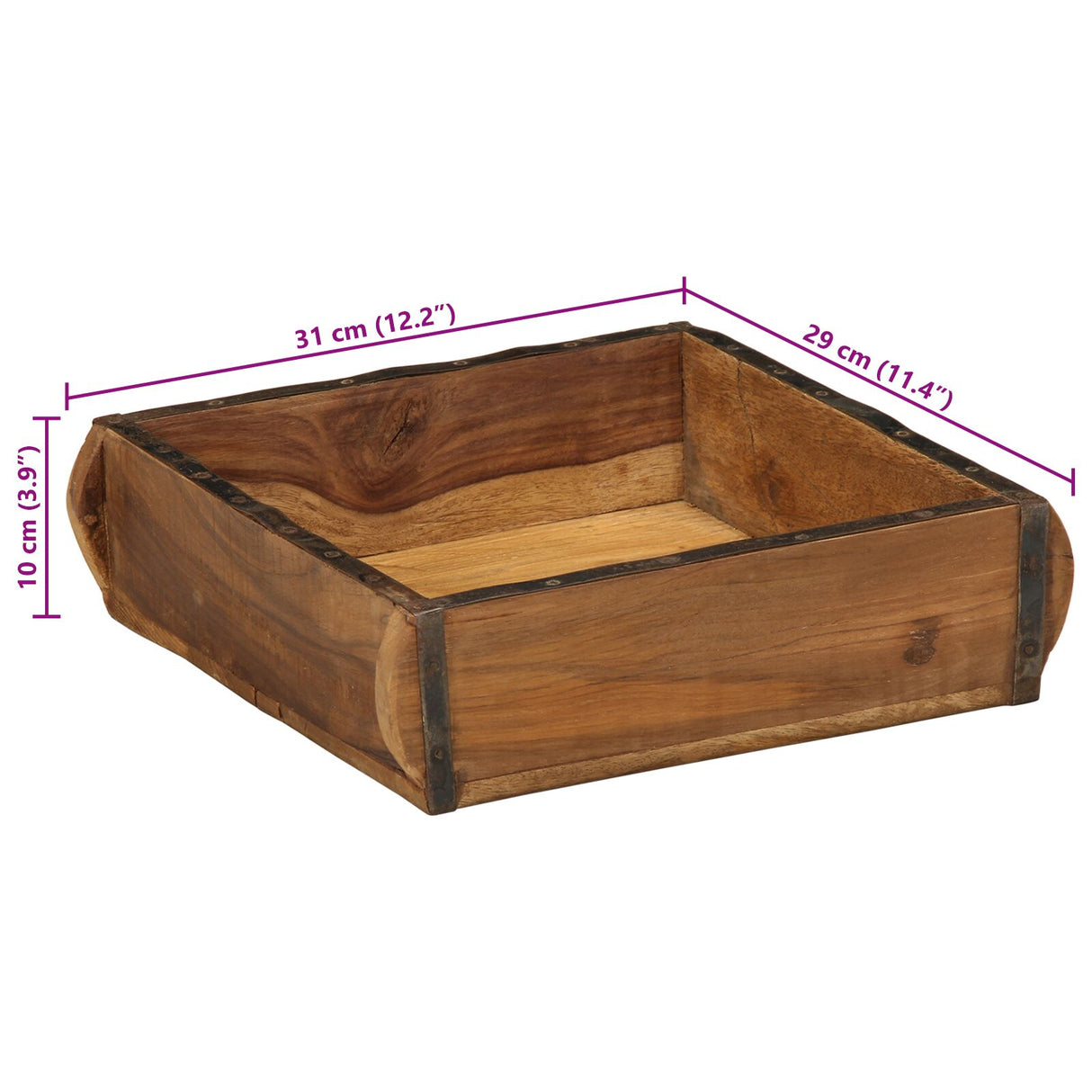 Dienbladen 4 stuks 31x29x10 cm Massief Hout Gerecycled