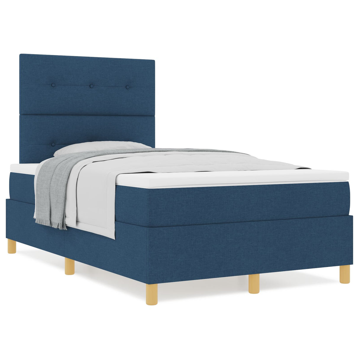 Boxspringbed met matras blauw klein dubbel stof