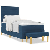 Bedframe met Matras Set van 2 Blauw Stof 90 x 190 cm Bedframe
