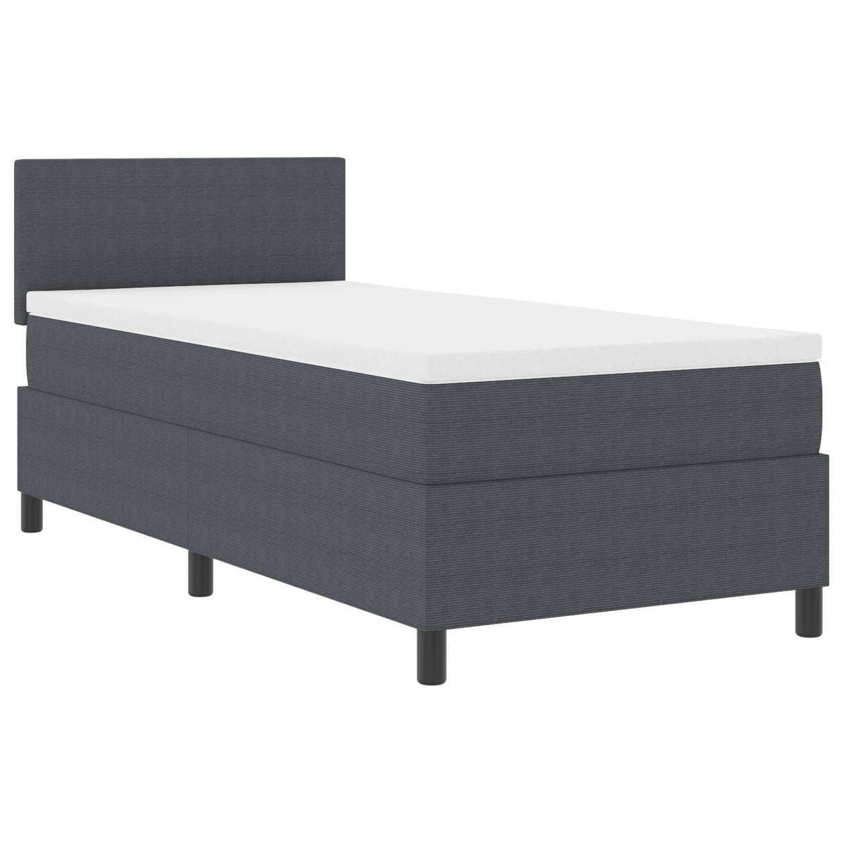 Boxspring Bed met Matras Donkergrijs Eenpersoons Corduroy Stof