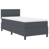 Boxspring Bed met Matras Donkergrijs Eenpersoons Corduroy Stof