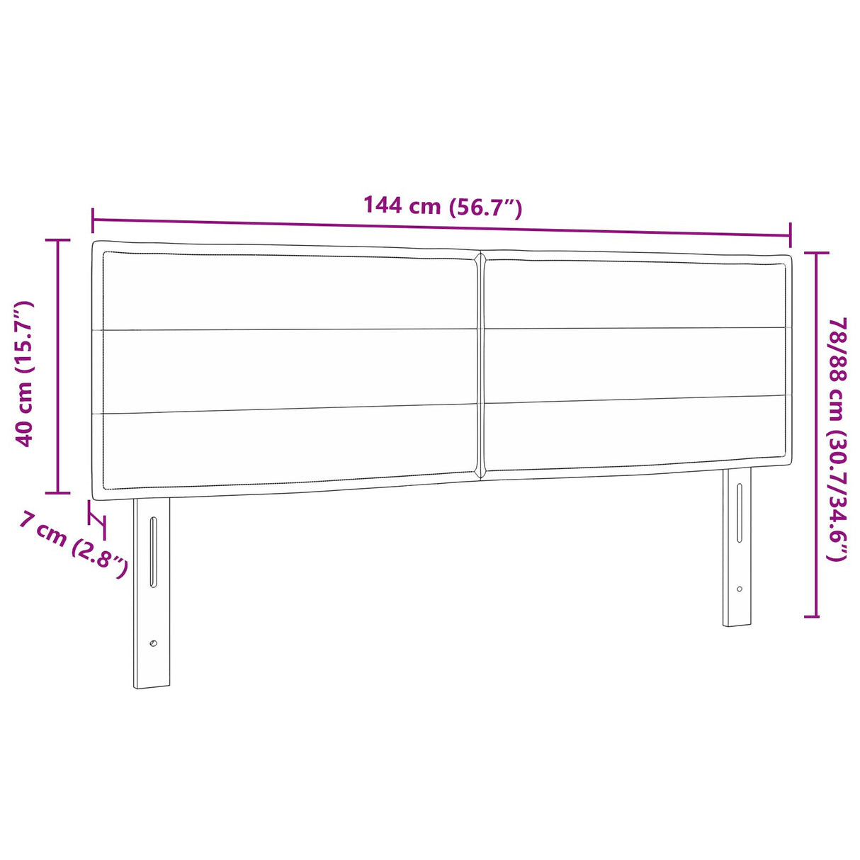 LED Hoofdbord Lijnen Ontwerp Crème 72 cm Stof