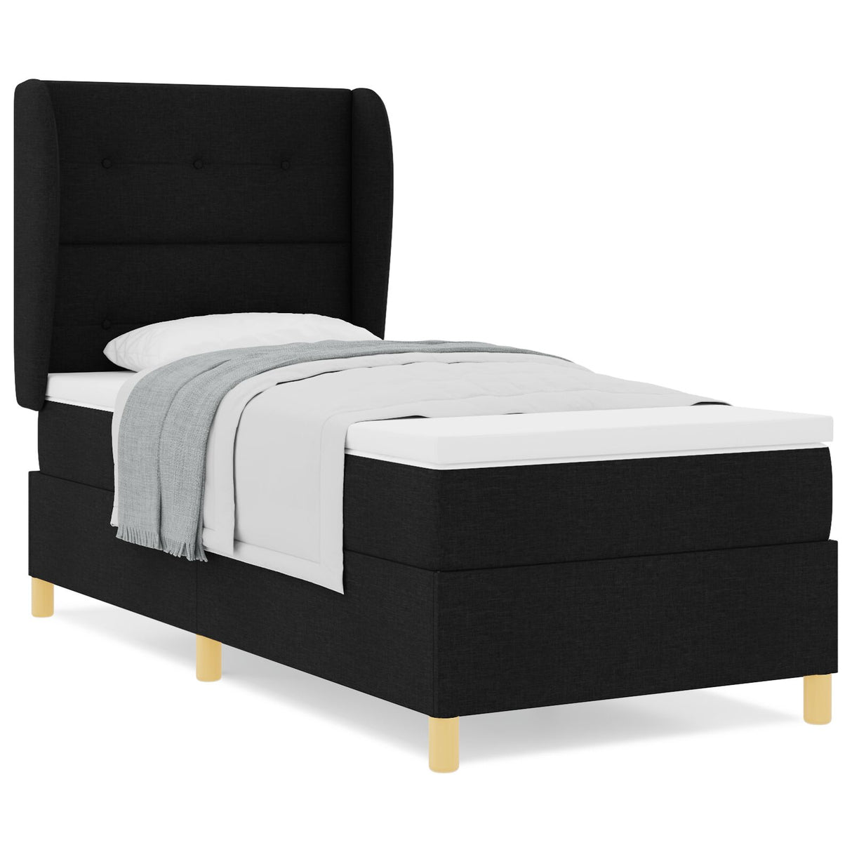 Bedframe met Matras Zwart Stof 90 x 190 cm Bedmatras