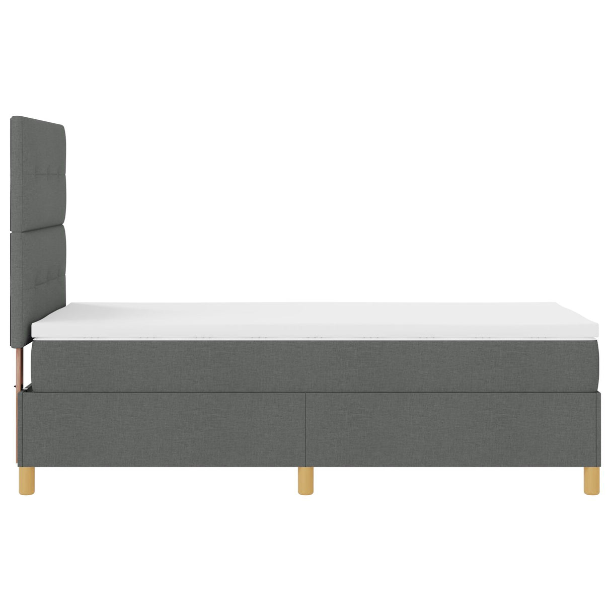 Boxspring Bed met Matras Donkergrijs Eenpersoons Stof