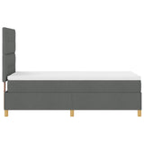 Boxspring Bed met Matras Donkergrijs Eenpersoons Stof