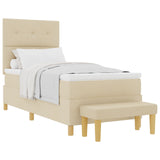 Boxspringbed met Matras & Bank Crème 90x190 cm Stof