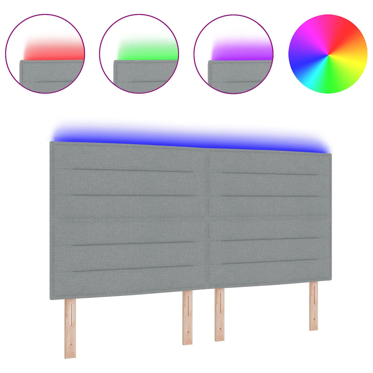 LED Hoofdbord Lijnen Ontwerp Lichtgrijs 90 cm Stof
