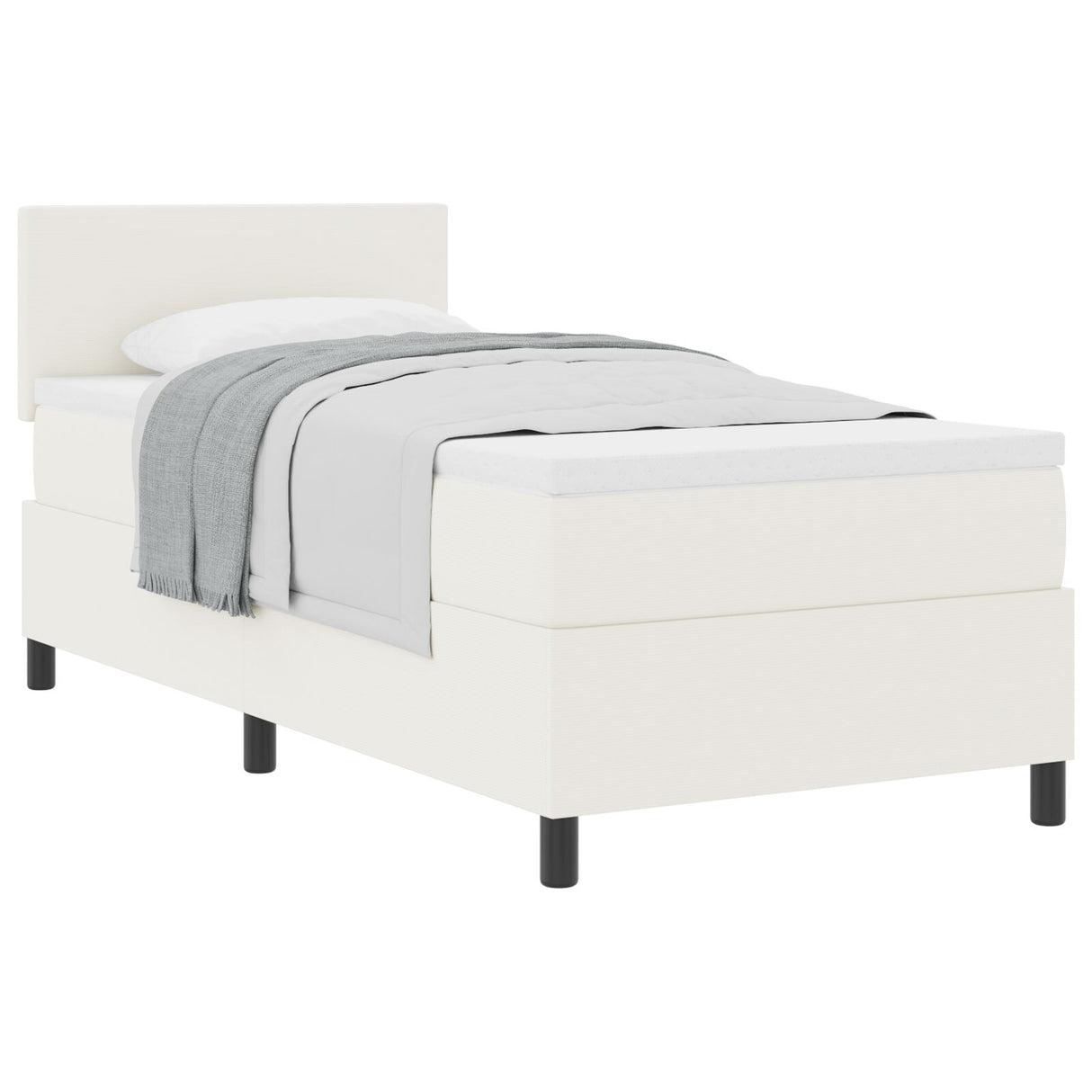 Boxspring Bed met Matras Crème 80x200 cm Corduroy Stof
