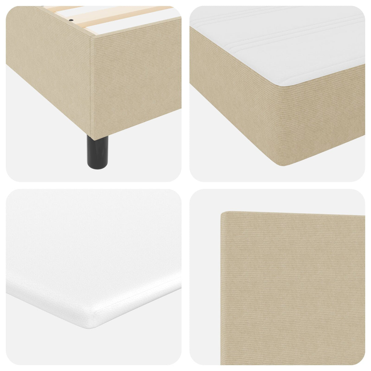 Boxspringbed met matras Lichtbeige 80x200 cm Corduroy stof
