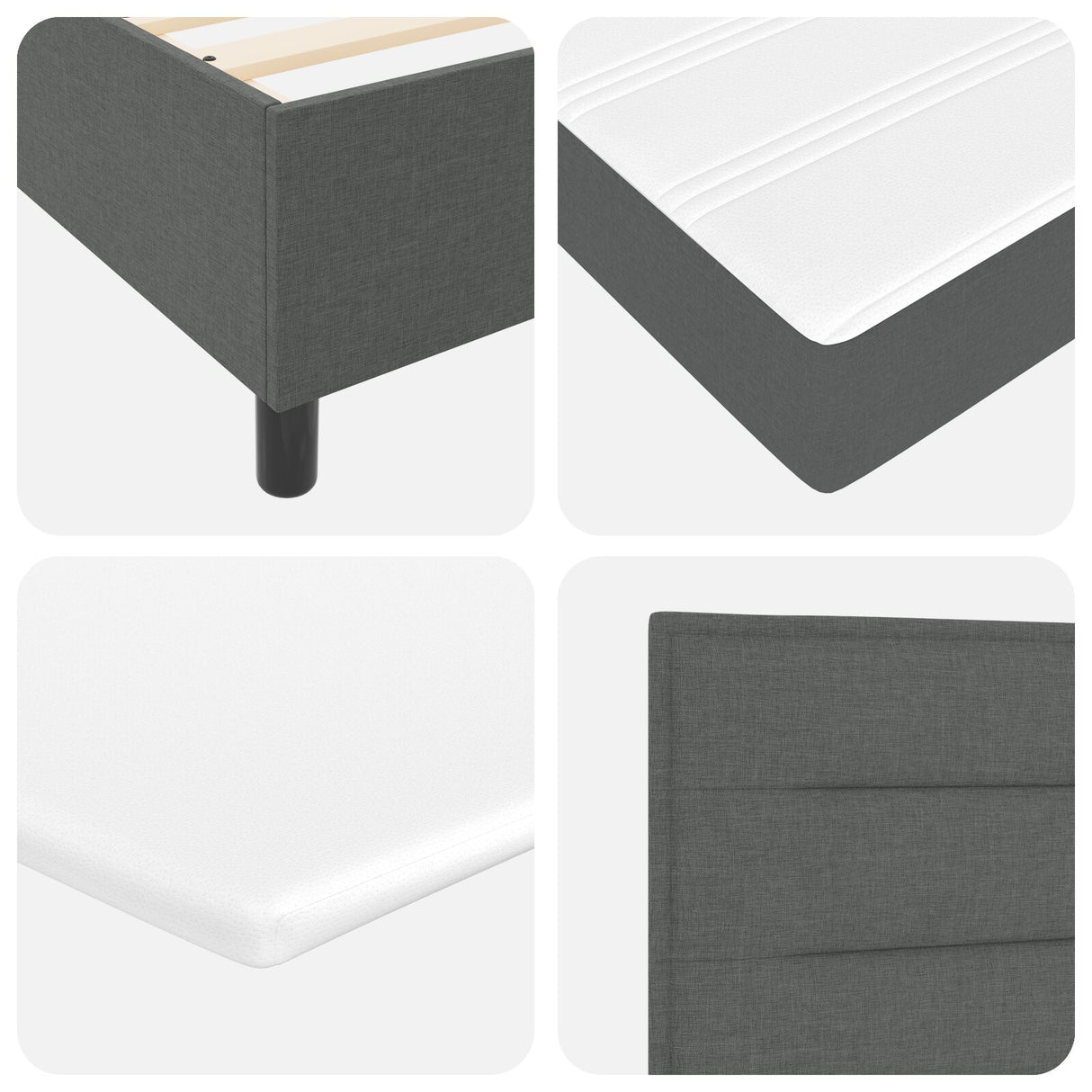 Boxspringbed met matras Donkergrijs Eenpersoonsstof