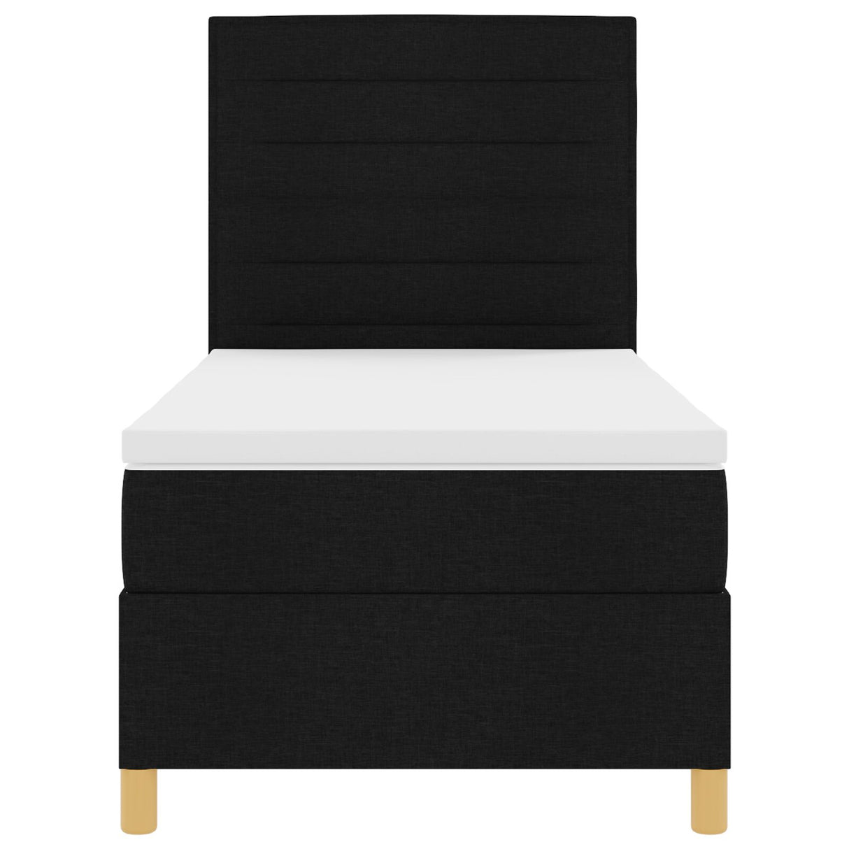 Boxspring Bed met Matras Zwart Eenpersoons Stof