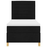 Boxspring Bed met Matras Zwart Eenpersoons Stof
