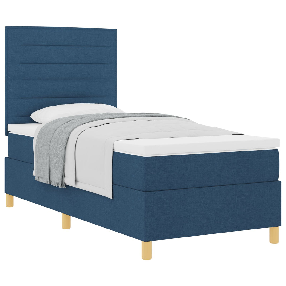Boxspringbed met matras Blauw Eenpersoons Stof