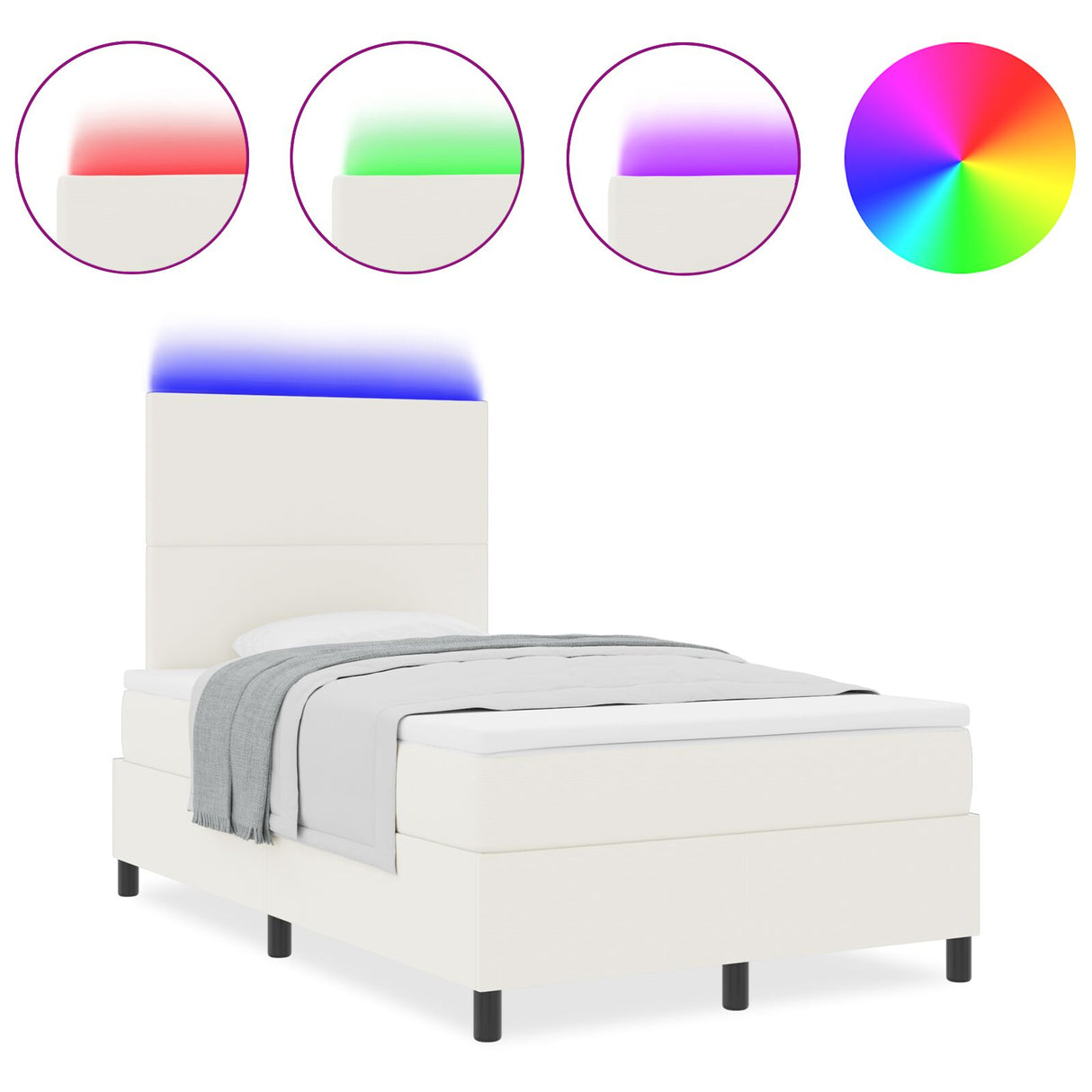 boxspringbed met matrassen & LED crème klein tweepersoons corduroy stof