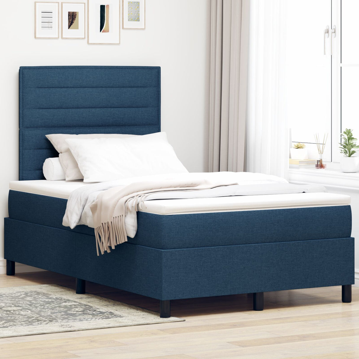Boxspringbed met matras & LED blauw 120x190 cm Stof