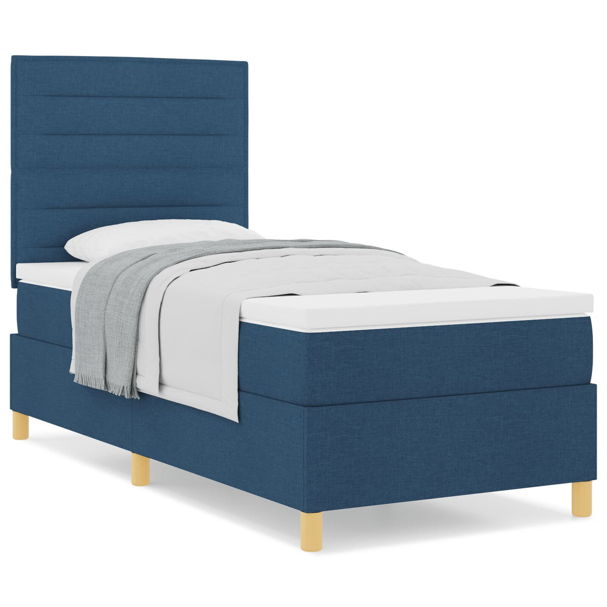 Boxspringbed met matras Blauw Eenpersoons Stof