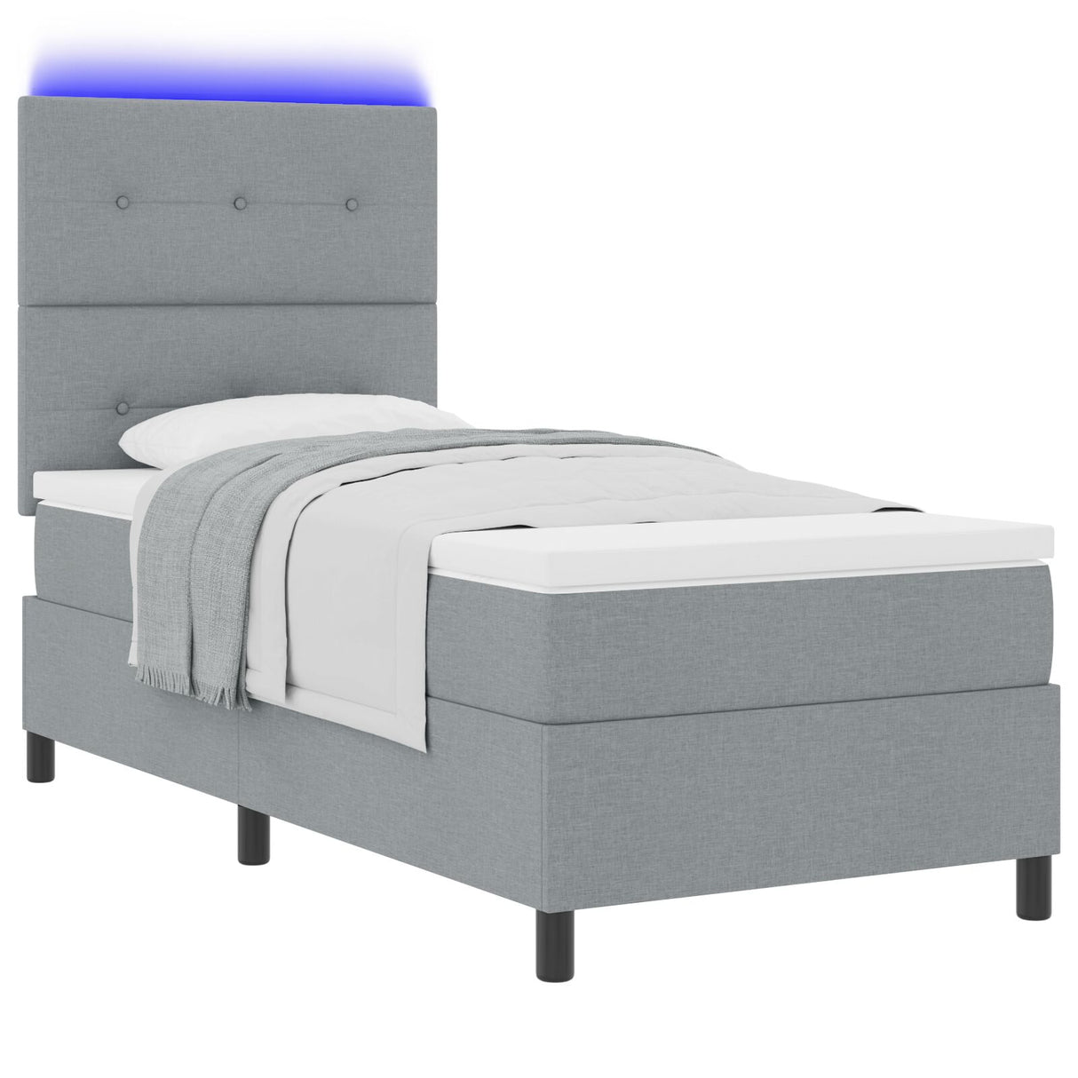 Boxspring Bed met Matras & LED Licht Grijs 90x190 cm Stof