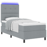 Boxspring Bed met Matras & LED Licht Grijs 90x190 cm Stof