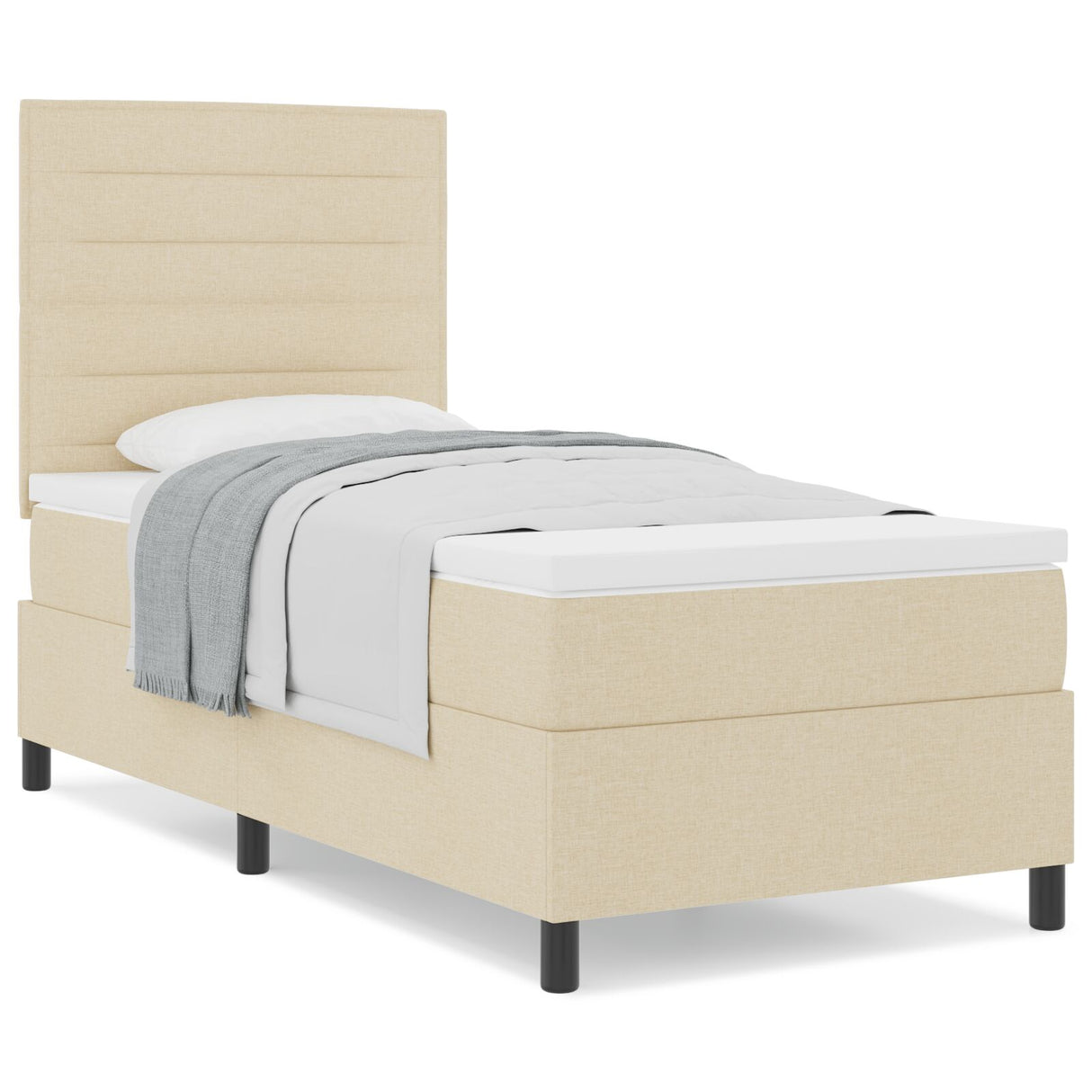 Boxspringbed met Matras Crème Eenpersoons Stof