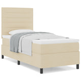 Boxspringbed met Matras Crème Eenpersoons Stof