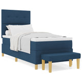 Boxspring Bed met Matras & Bank Blauw 80x200 cm Stof