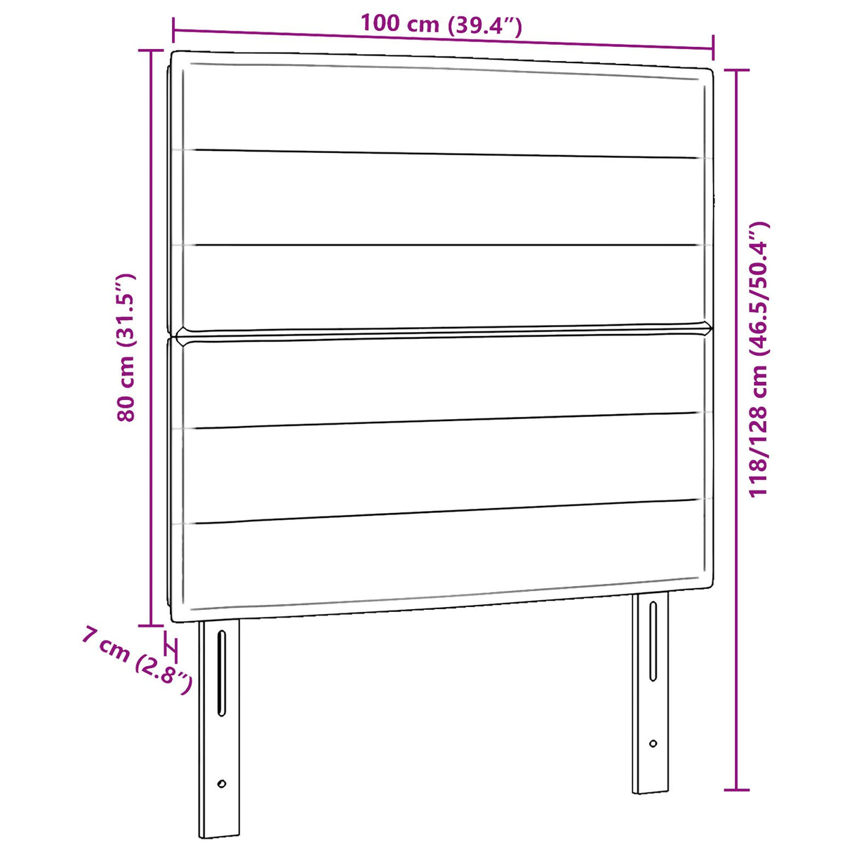 LED Hoofdbord Lijnen Ontwerp Zwart 100 cm Stof