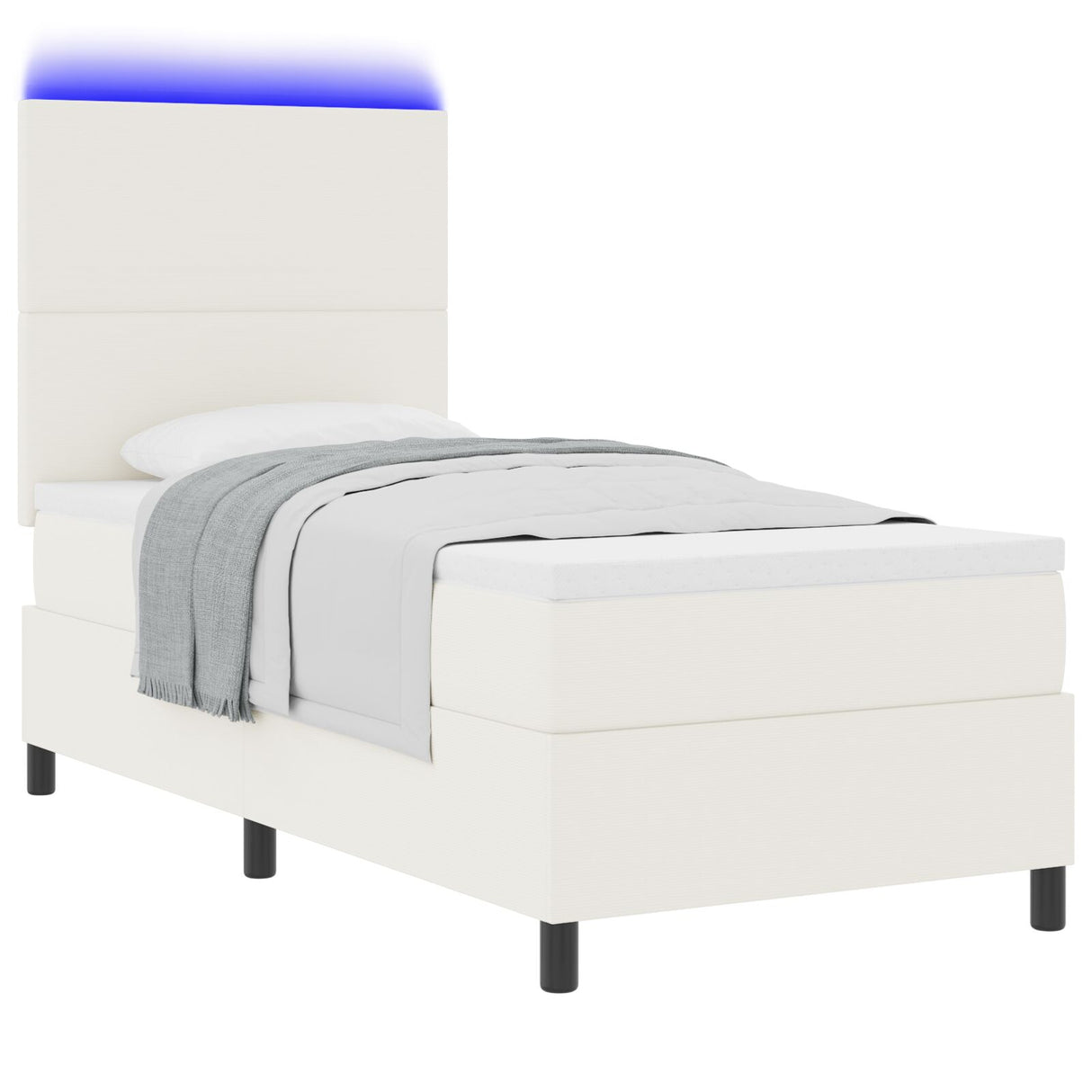 Boxspring Bed met Matras & LED Crème Eenpersoons Corduroy Stof
