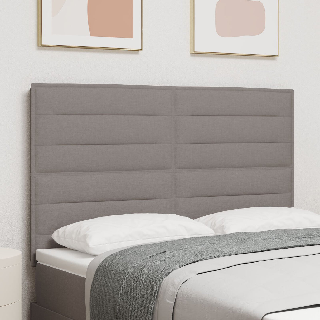 LED Hoofdbord Lijnen Ontwerp Taupe 80 cm Stof