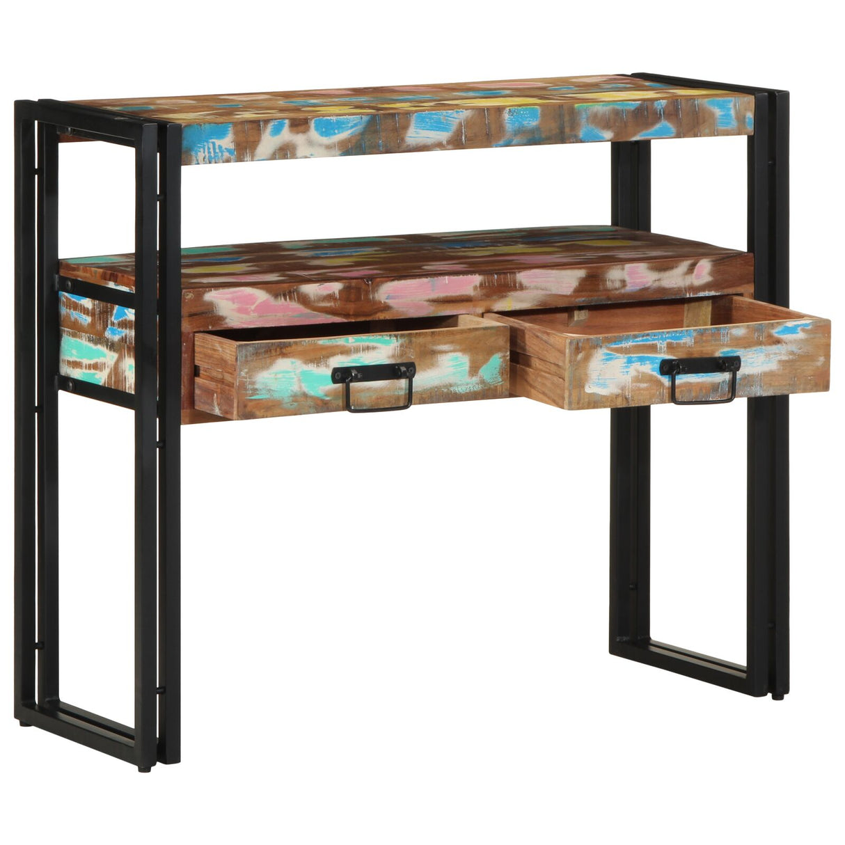Bijzettafels Meerkleurig 90x33x75 cm Massief Gerecycled Hout & Metaal
